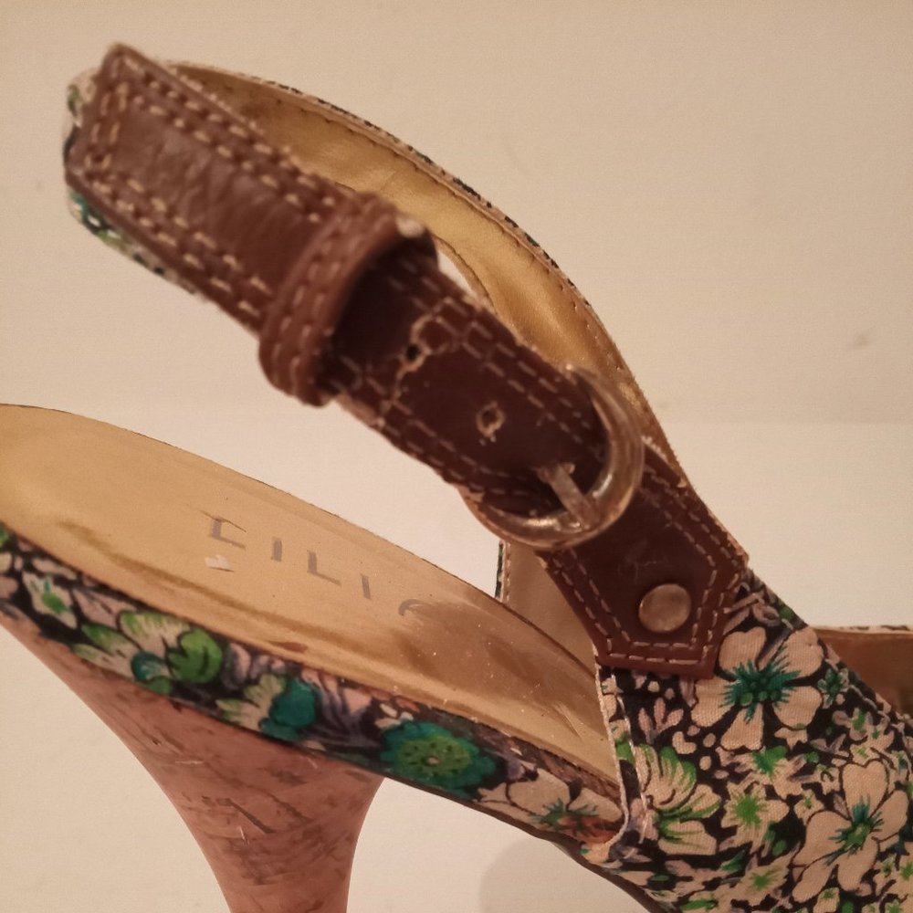 🎀SALE🎀NWOT Rhinestone Cork Platform High Heels Open Toe Buckle Strap Shoes - Picture 13 of 16